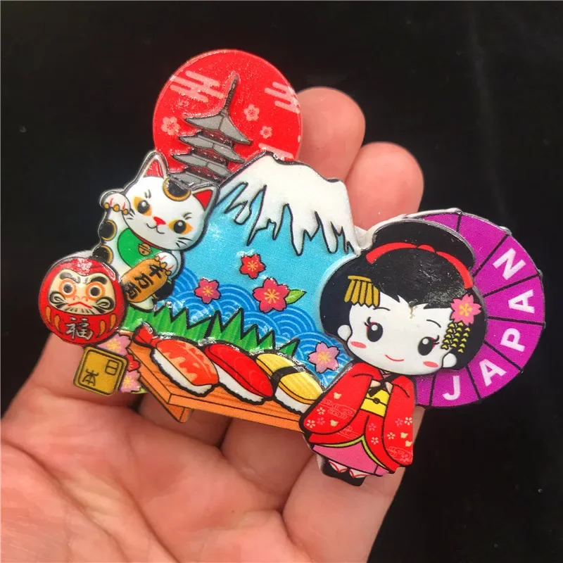 Nekomanju KYOTO NEKOPARA Maiko Japanese Kimono Mount Fuji NINJA BLACK CAT Japan Fridge Magnet Souvenir Business Gift Ideas
