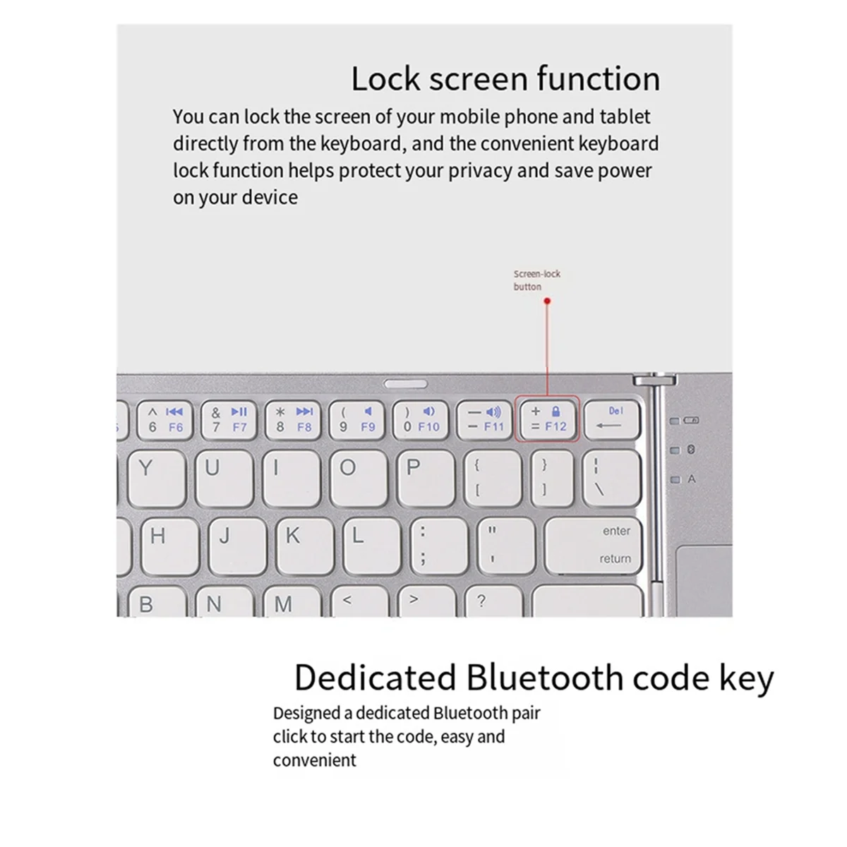 Bluetooth Keyboard Folding Wireless Keypad Touchpad for IOS/Android/Windows Tablet Mobile Phone Keyboard