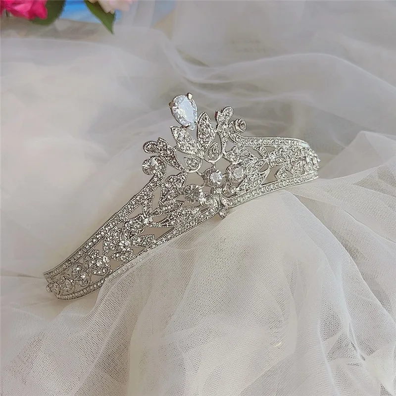 CC Romantic Crown Women Accessories Bridal Headpiece Engagement Hair Ornaments Wedding Events Water Drop Shape Coronets HS224