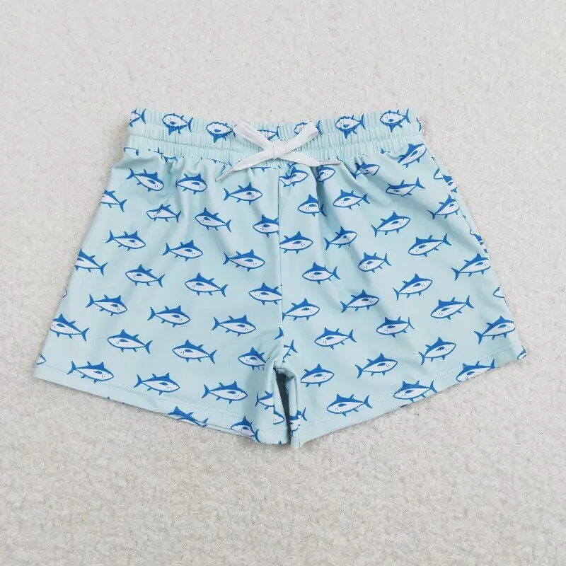 3.3 yan New rts baby summer boys beach shorts wholesale boutique blue shark light color boys swimming trunks