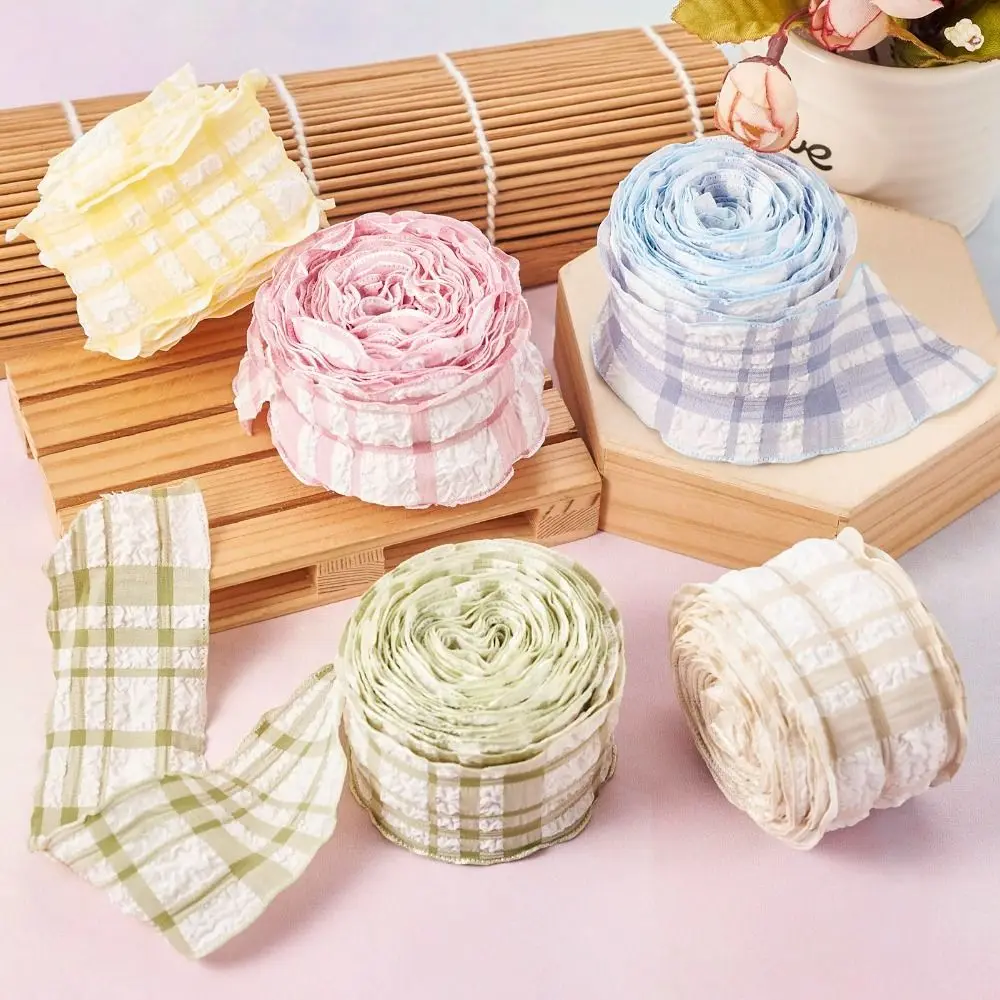10 Yard Plaid Ribbon 4CM Width Reusable Roll of Satin Ribbon Gift Wrapping Bouquets Easy Cut Gingham Ribbons