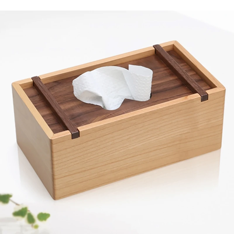 

Modern Rectangular Wooden Tissue Box Extractable Type Paper Towel Holder Home Desktop Napkin Toilet Storage Boxes