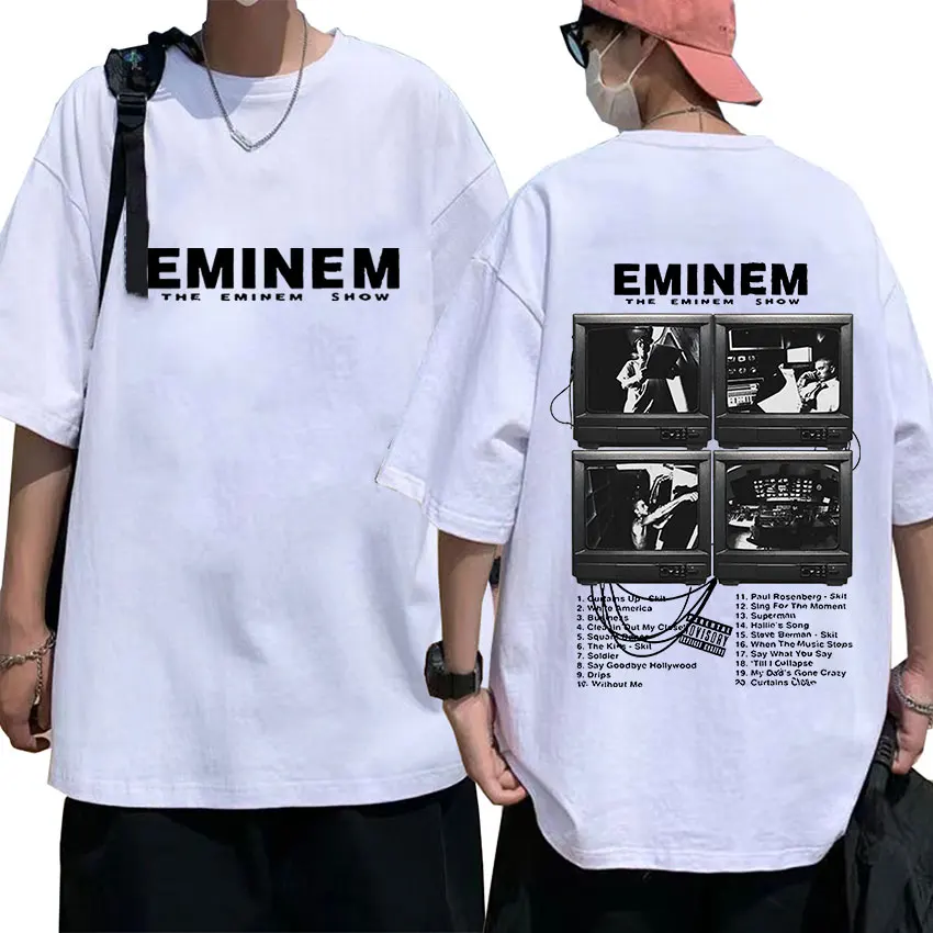 Rapper Eminem World Tour Graphic T Shirts Men's Women Hip Hop Trend T-shirt Summer Fashion Cotton Oversized Tee Shirt Streetwear