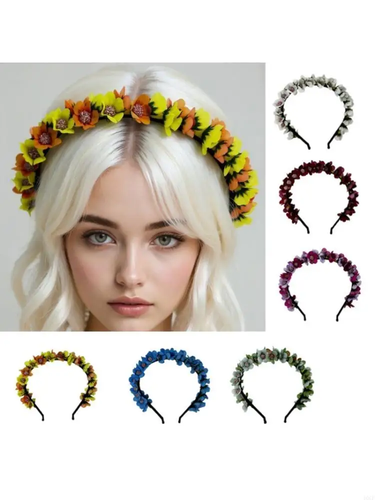 

Friendly Cloth Hair Ornaments Artificial Flower Headbands for Cosplay Daily Wear