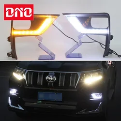 자동차 LED DRL 12v 일광 조명, 도요타 프라도 150 FJ150 LC150 2018 2019 노란색 방향 지시등, 주간 주행등, 자동 안개등