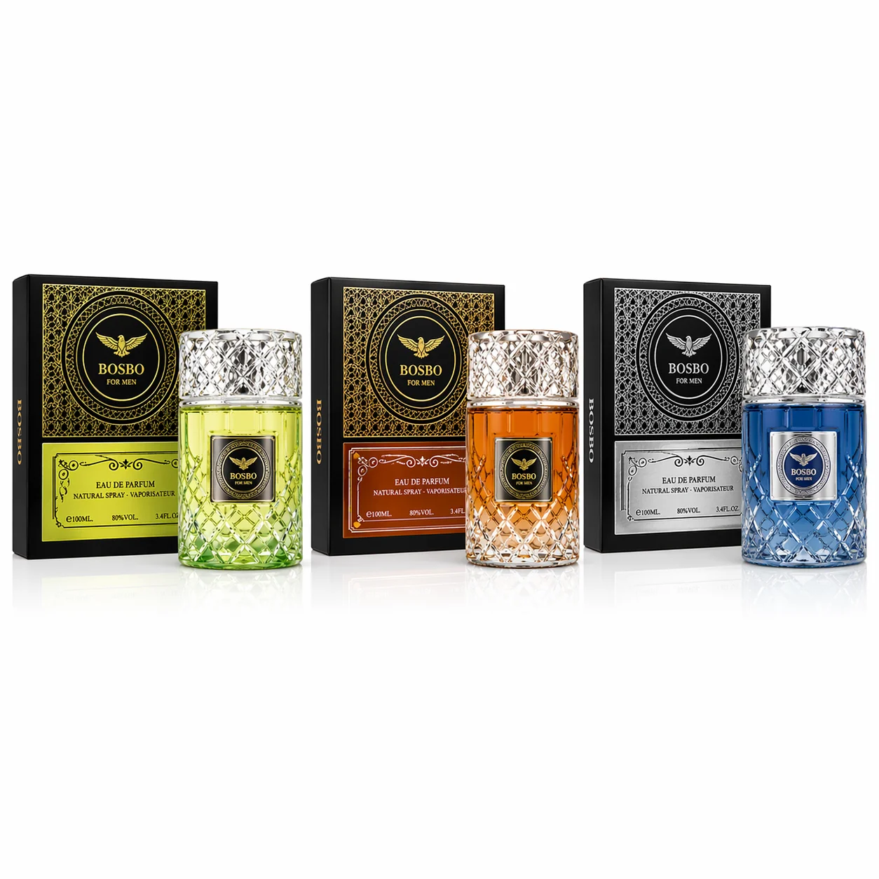 BOSBO Para Hombre Versión Verde Versión Azul Eau de Parfum 3.4oz Amaderado Cítrico Aromático Acuático Spray de Larga Duración Regalo Para tu Amor
