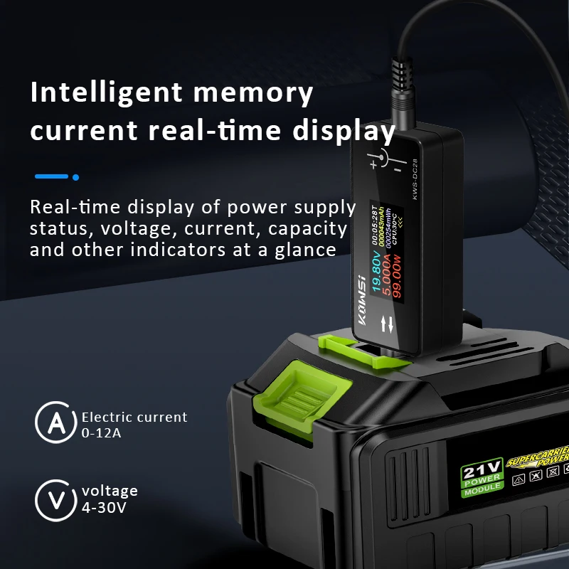 DC 4-30V 0-12A TFT HD Voltmetro digitale Misuratore di potenza DC5.5 * 2.5 Tester di interfaccia Tensione Corrente Monitor Rilevatore di capacità della batteria