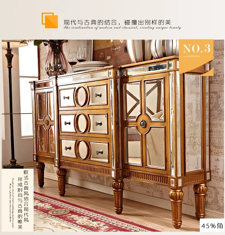 Yh29 Light Luxury Mirror Sideboard Cabinet Living Room Entrance Entrance Foyer Curio Cabinet Entrance Storage Cabinet
