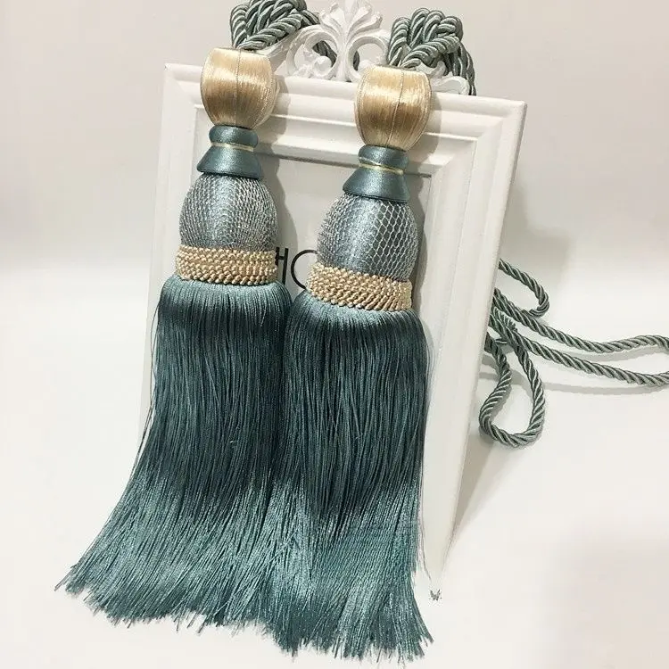 

2Pcs Nordic Tassels Curtain Tiebacks with Bead Curtain Tying Rope Simple Curtain Hooks Bundle Bags Storage Buckle