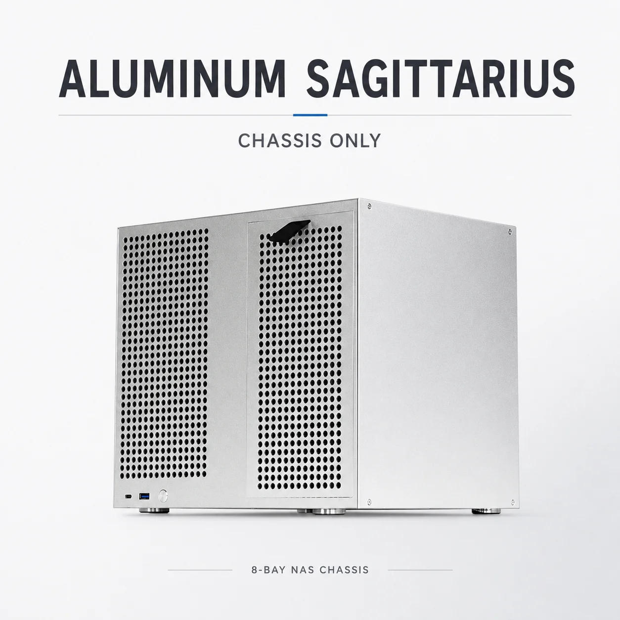 Versatile 8-Bay NAS Enclosure – Fits MATX/ITX, ATX PSU, 4x PCIe, 8x 3.5" + 2x 2.5" Drives, 55mm Cooler