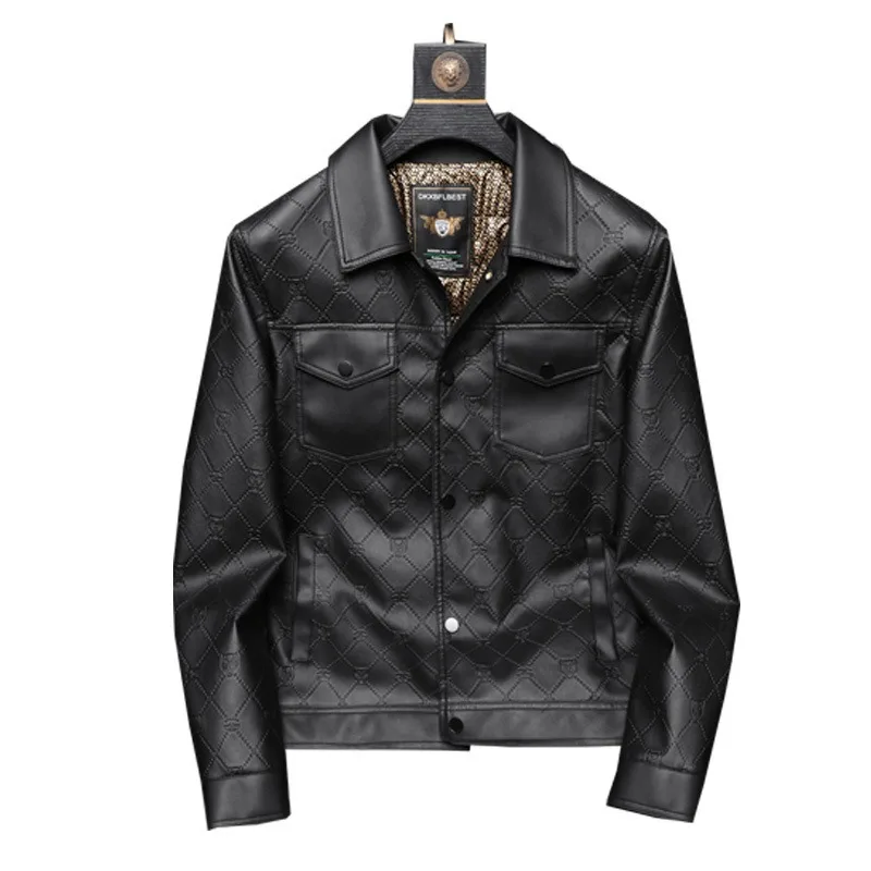 Autumn and Winter Men's Graphene Self-heating Velvet and Thick Leather Jacket