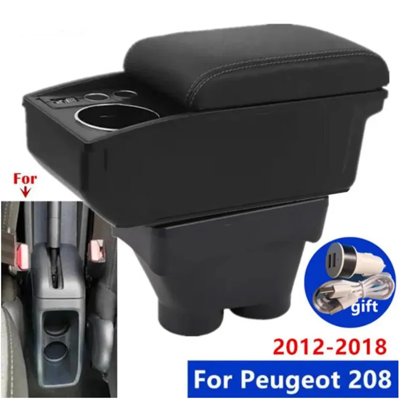 For Peugeot 208 Armrest Box For Peugeot 208 2012-2018 Car Armrest Storage box cup holder Dedicated Retrofit Car Accessories