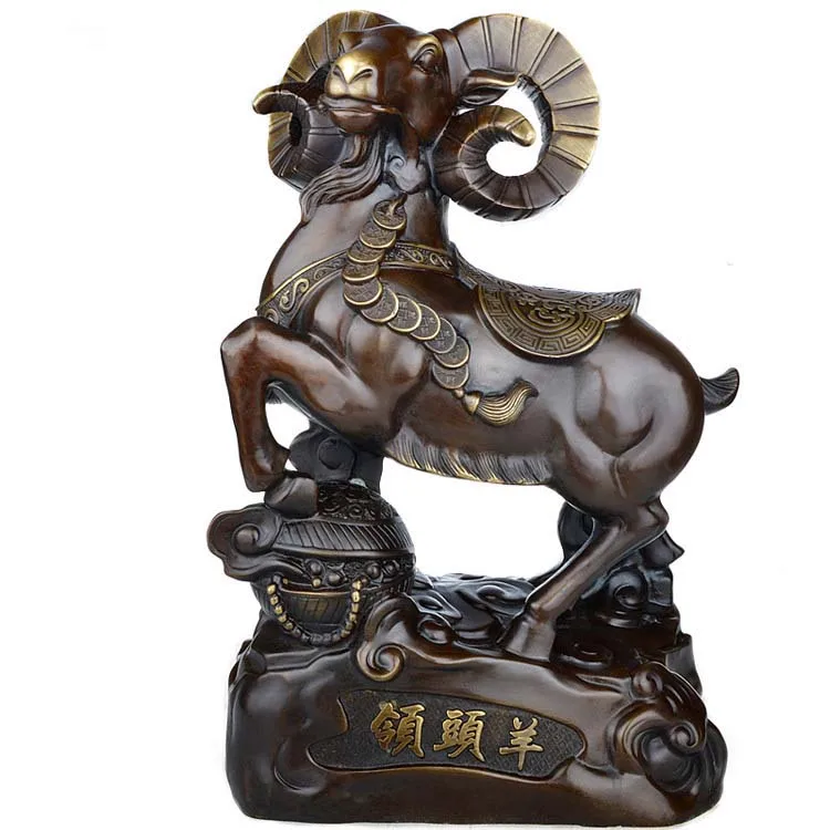 

LARGE Southeast Asia HOME store Company Money Drawing thriving business GOOD LUCK Fortune LUCKY Sheep FENG SHUI bronze statue