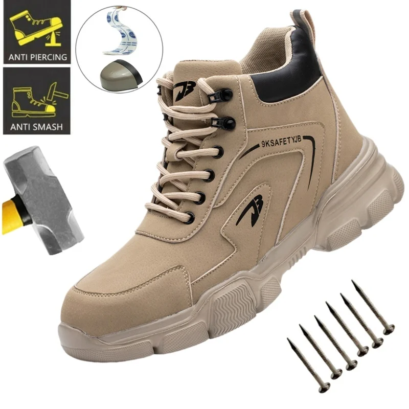 

Fashion Sports Shoes Work Boots Puncture-Proof Safety Shoes Men Steel Toe Shoes Security Protective Shoes Tactical Botas