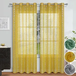 (31) Customized New Style Hot Silver Small Cross Flower Semi-blackout Curtains