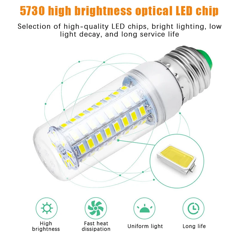 E27 LED Corn Super Bright Light Bulb 72 LED SMD 5730 Light Bulb 220V Fixture Home Chandelier Candle Light Bulb