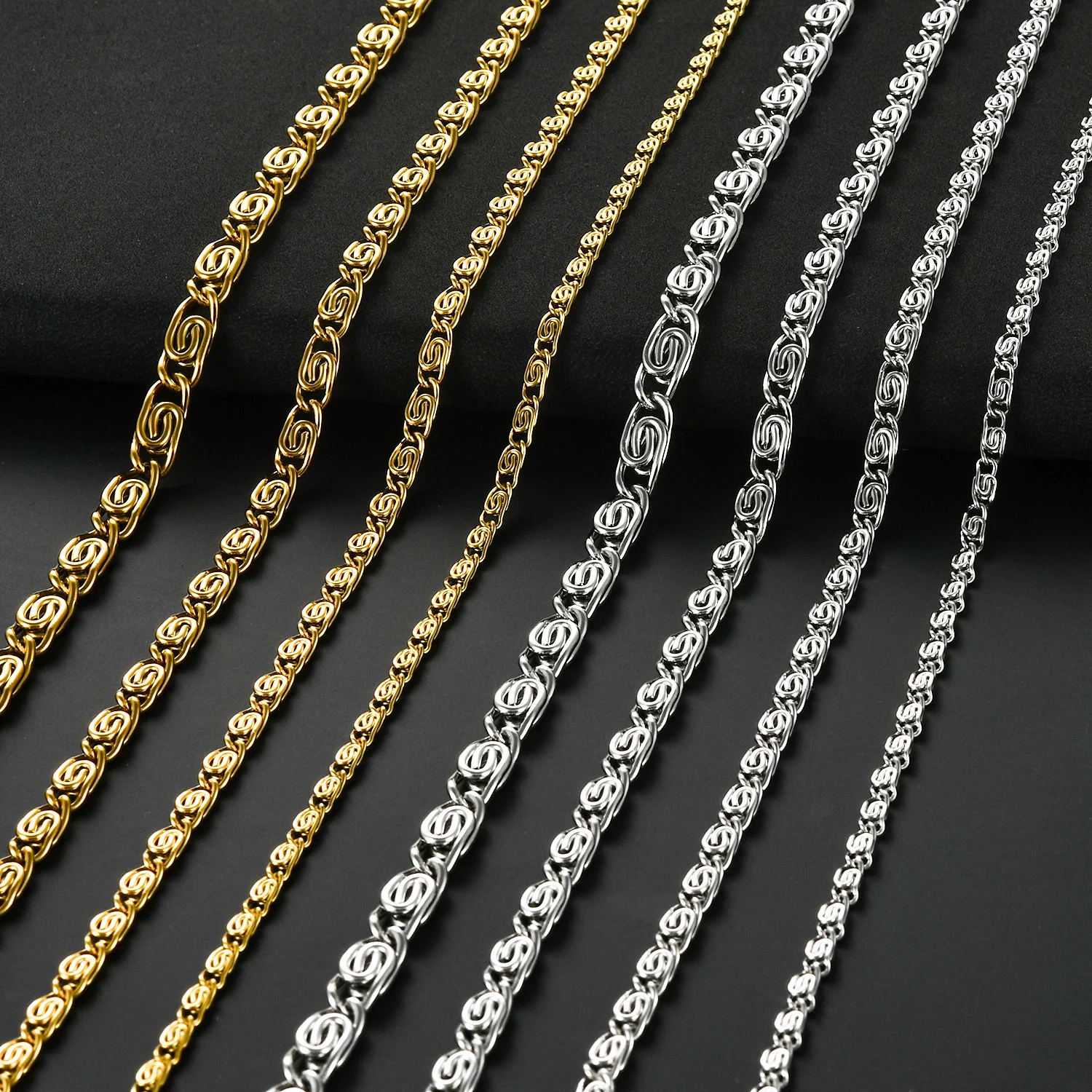 Stainless Steel Necklace For Women Men Width 1.8/2.8/3.7/4.4/5.4mm Gold Silver Color Choker Necklaces Jewelry Gifts