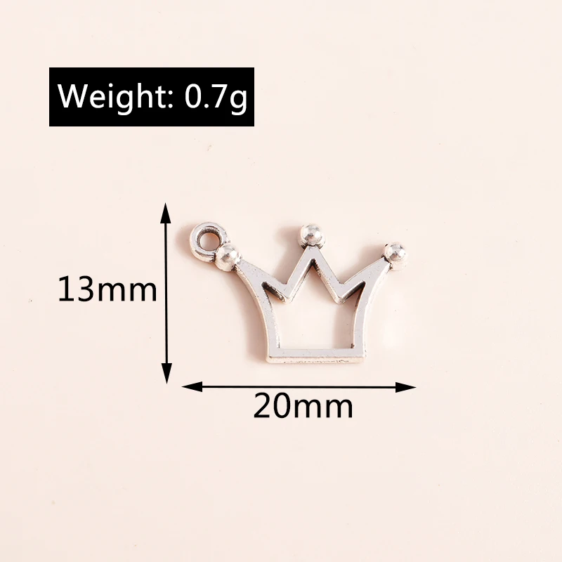 Leslie 50 Stück 13 x 20 mm antik versilbert Mini King Queen Crown Charms für Armband Halskette DIY Schmuckherstellung – Detail 1