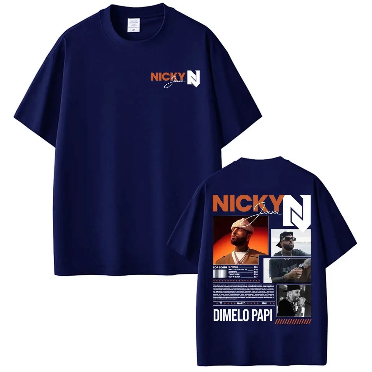 Nicky Jam El Ganador Dimelo Papi Tour 2026 Cover T Shirt Men's Clothing Harajuku Hip Hop T-shirts 100% Cotton Streetwear T-shirt