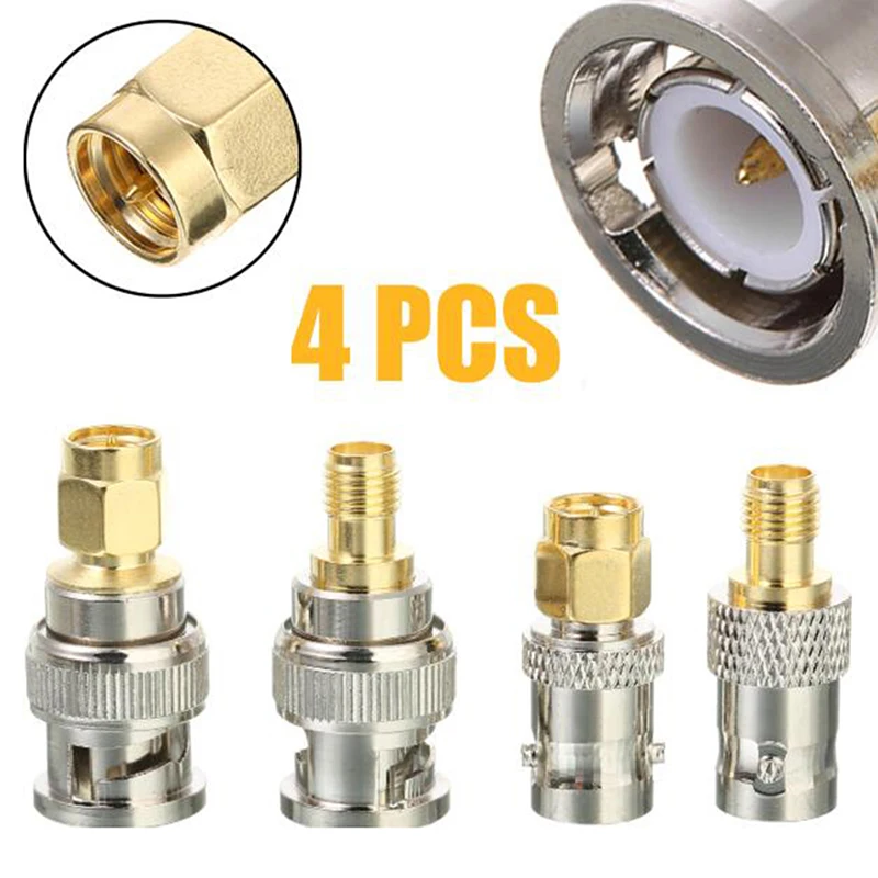 

SMA to BNC Connectors Kit 4PCS Male Female RF Coax Coaxial Adapter Converter for Ham Radio HT Antenna Scanner SDR Dongle