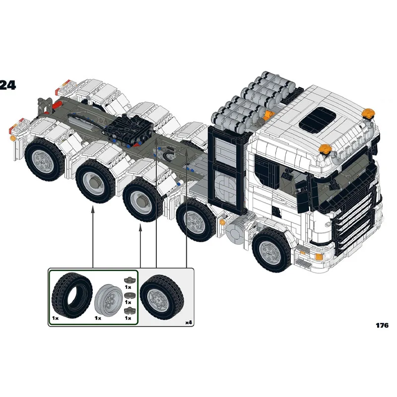 MOC-28358 & MOC-57462 & MOC-29504 schwere rc elektrische lkw kombination montage spleißen baustein modell spielzeug geschenk