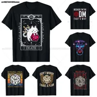 Camiseta Retro Dungeon Tarot Card Cat D20 para concentración, camisetas divertidas de Gamer Dice Dragon, ropa de calle de verano, regalos para hombres