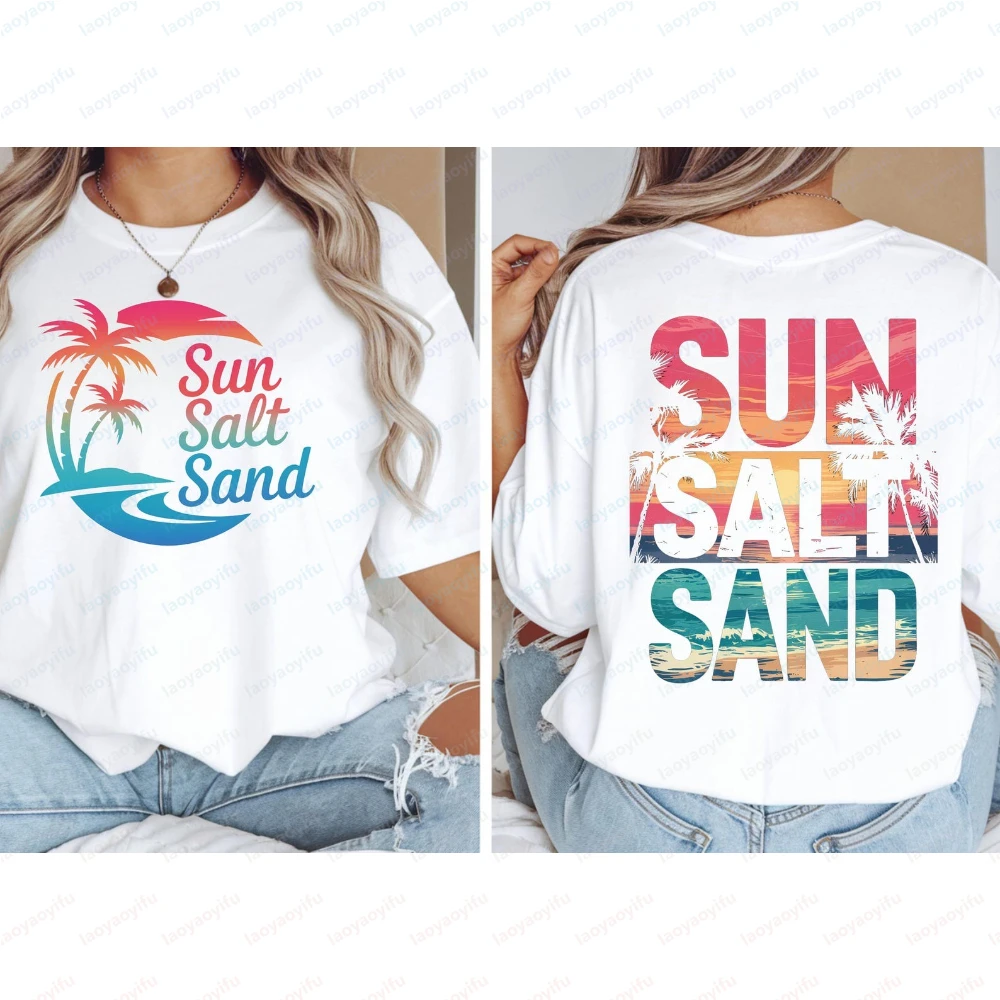Sun Sand Salt Beach T-Shirt Summer Shirt Trendy Beach Tee for Women Summer Vacation Womens Beach ShirtSummer Tee Women Clothing