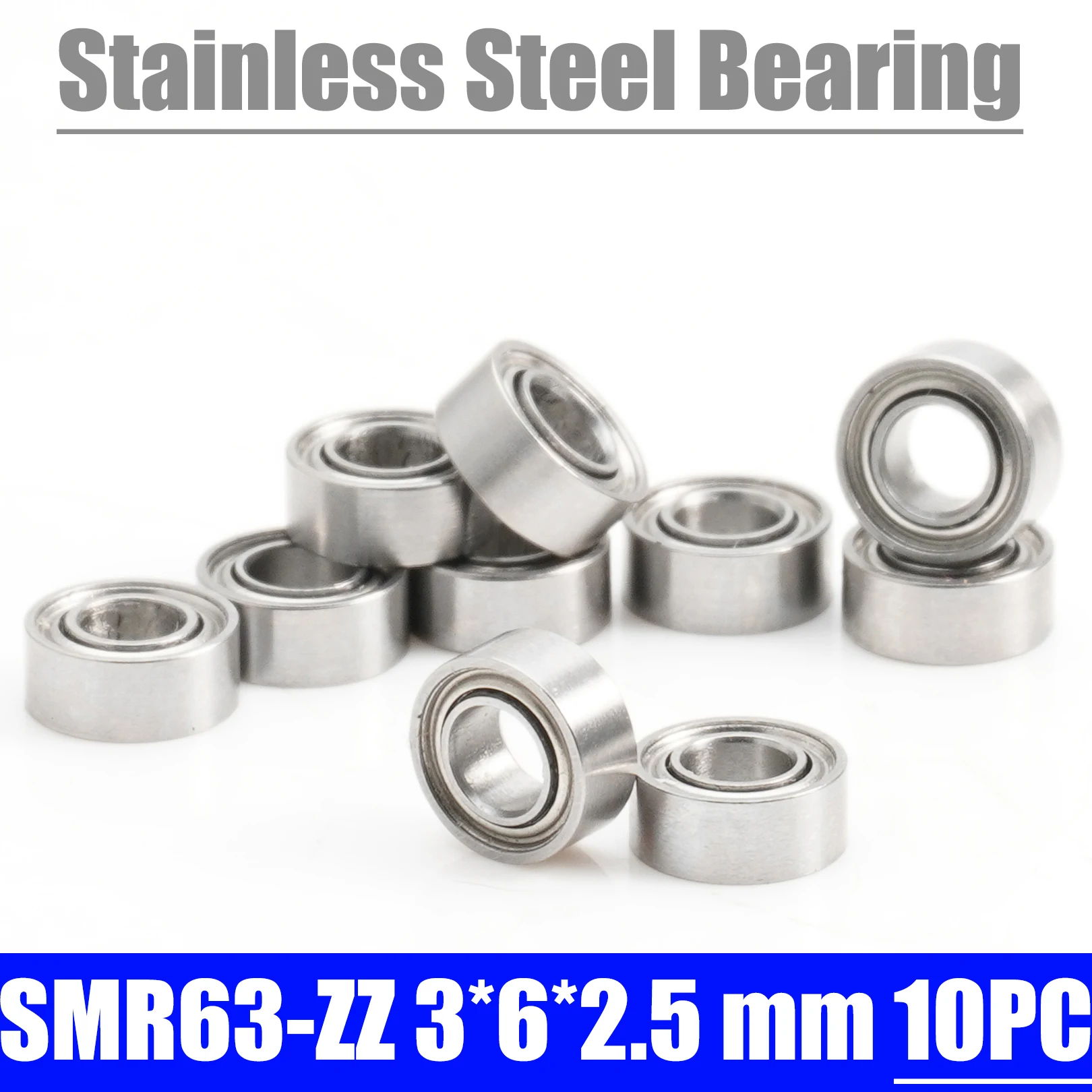 SMR63ZZ Bearing 3*6*2.5 mm ( 10 PCS ) Stainless Steel Ball Bearings Shielded SMR63Z SMR63 Z ZZ