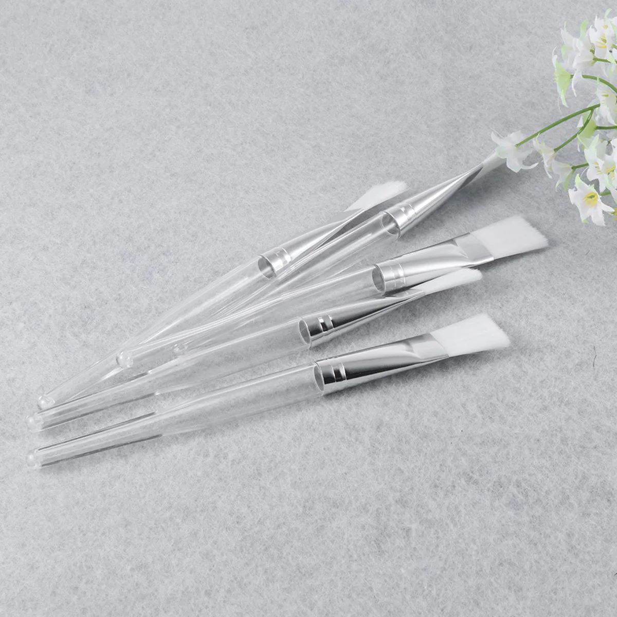 Brosse pour masque Facial, poignée en cristal Transparent, Application lisse pour le visage, outils de soins de la peau, tige applicatrice de maquillage, DIY, 10 pièces