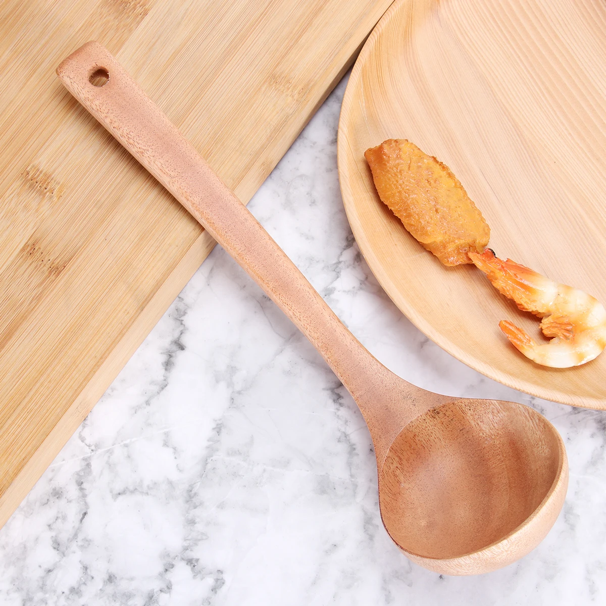 

3pcs Wood Spatula Set Long Handle Cooking Utensil Kitchen Tool Heat Resistant Easy Wash Storage Hole Practical Home Use