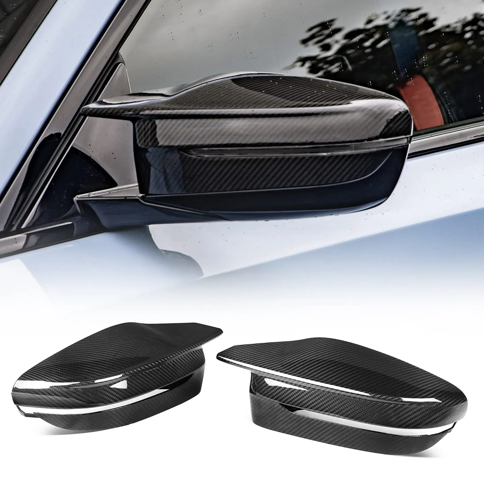 Dry Carbon Fiber Car Door Side Wing Rearview Mirror Cover Caps Glossy For BMW M2 M3 M4 I4 2021+