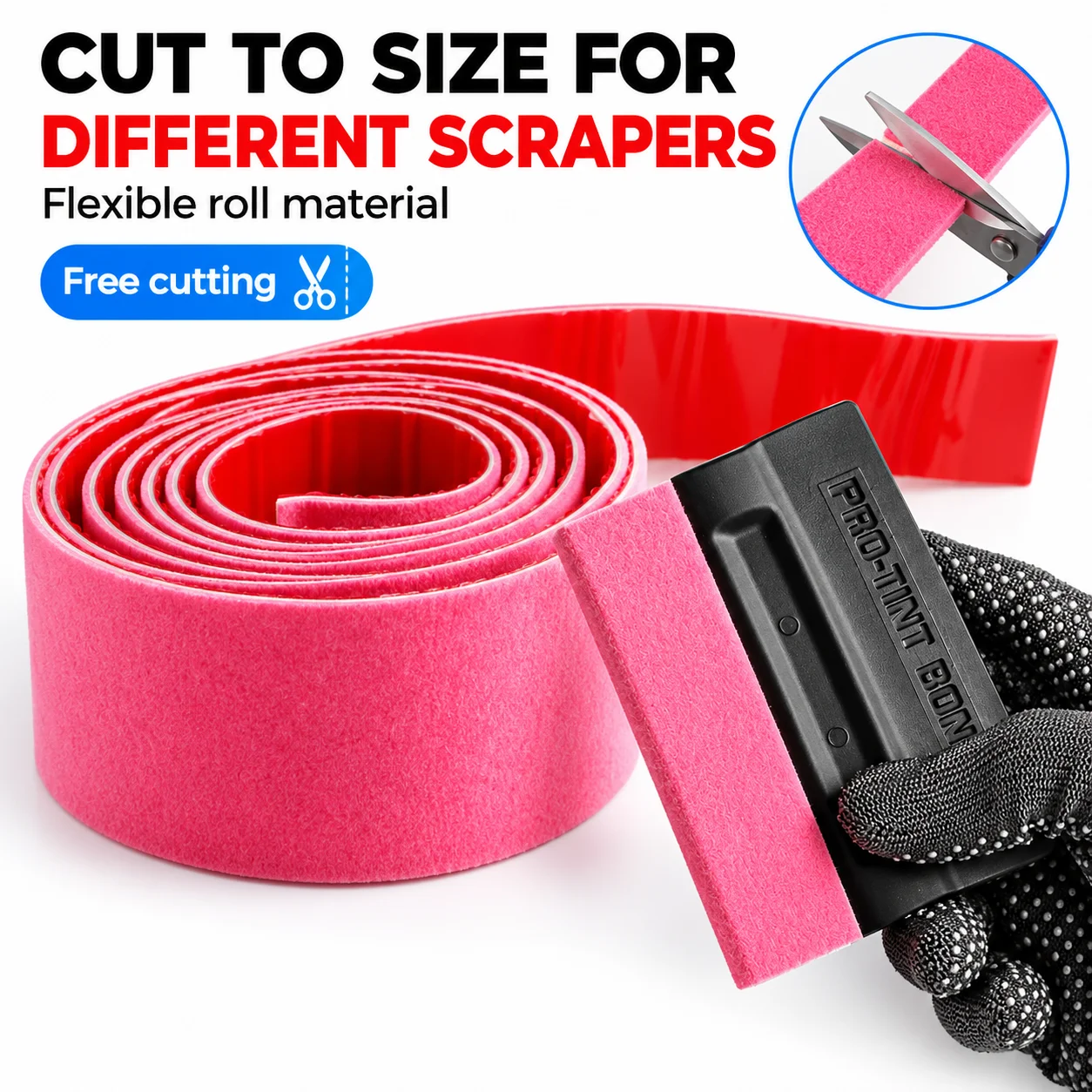 Soft Felt Cloth Edge for Vinyl Squeegee Car Wrap Window Tint Tool No Scratch Protect Buffer Patch Self Adhesive Felt Edge