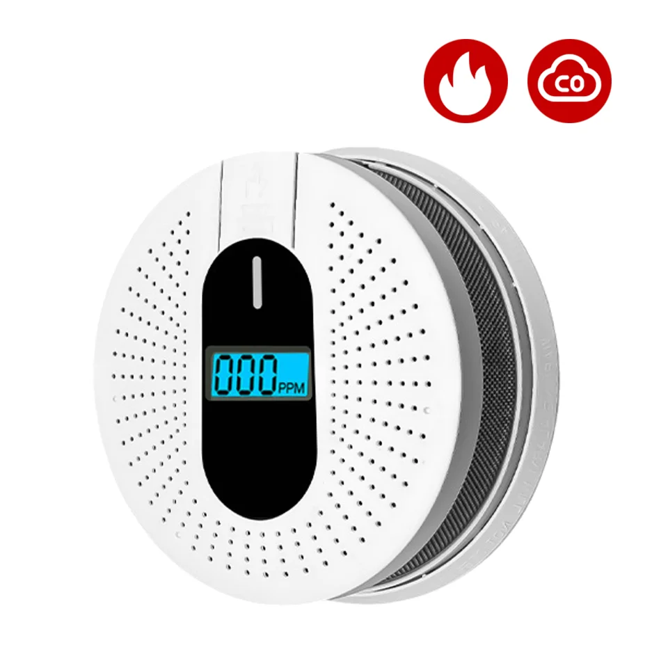 2 in 1 Smoke and Carbon Monoxide Detector,Security Protection,	 Fire Alarm,LCD Display,10-year Smoke Sensor,Low Battery Warning