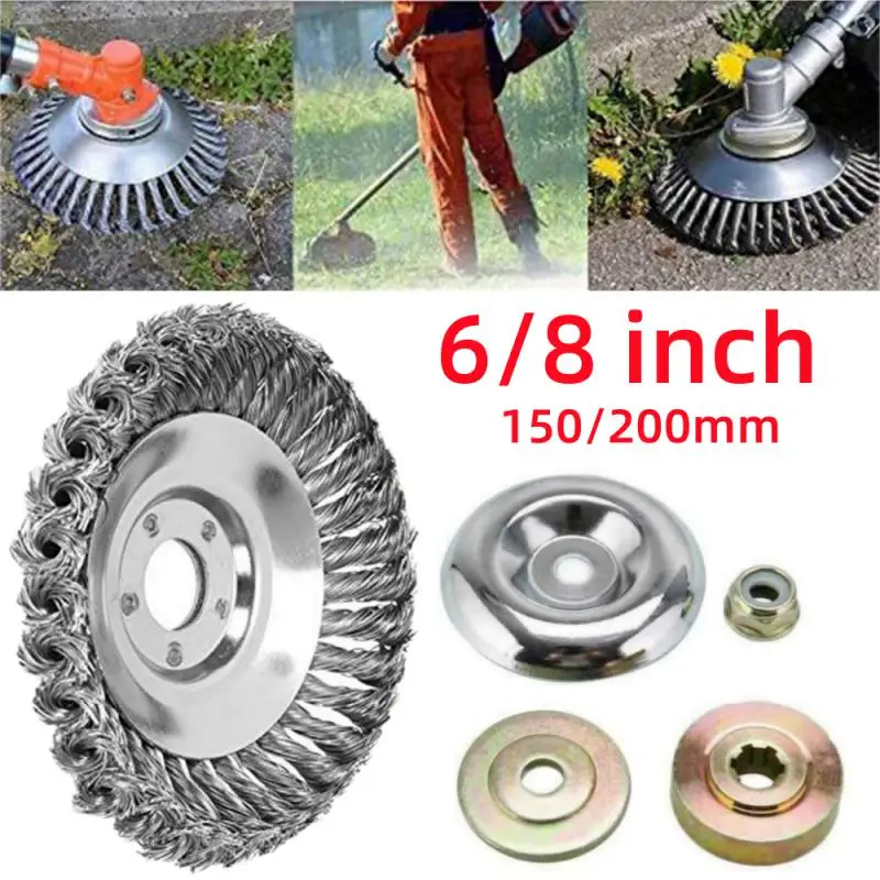 

6/8inch Wire Brush Trimmer Head Steel Universal Grass Trimmer Blade Head Lawnmower Blade Adapter Garden Tool Mower Accessories