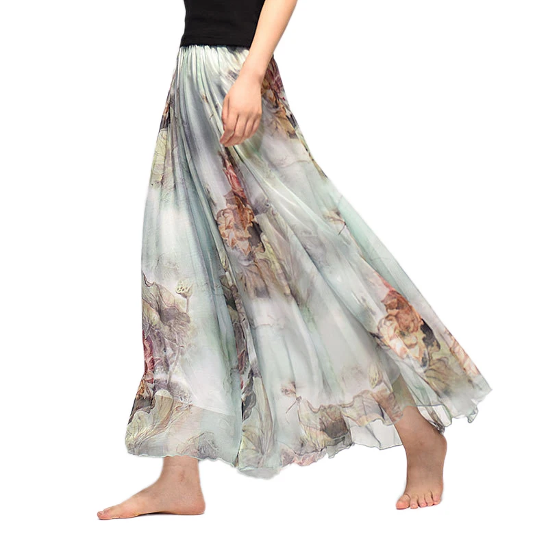 Women Clothing Long Skirt Summer Beach Elegant Bohemian Skirts Casual Vestidos Harajuku Print Fashion Clothes Streetwear