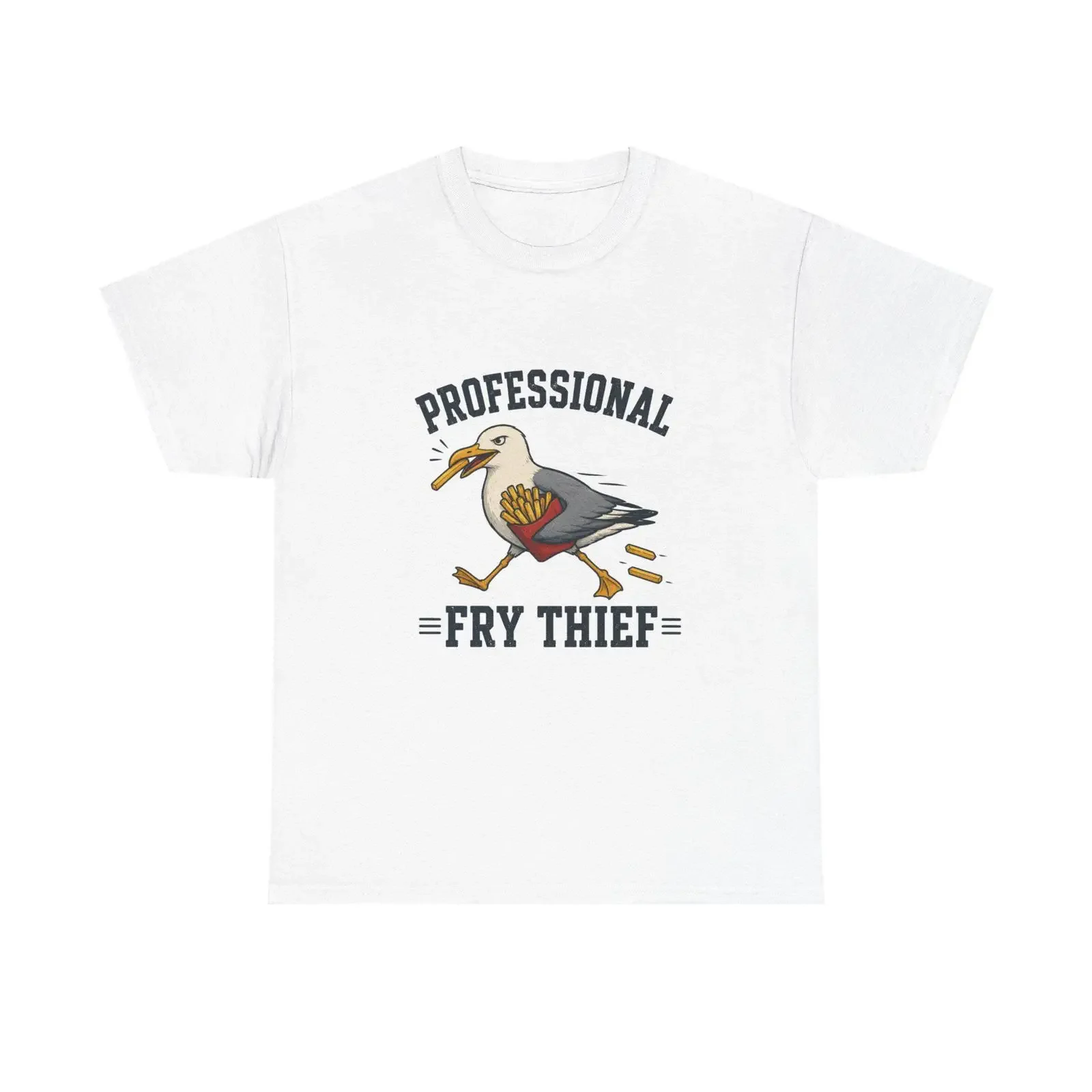 Professional Fry Thief T Shirt Funny Seagull Eating Fries Coastal Bird Lover  vintage Washed Versatile Slightly Comfortable