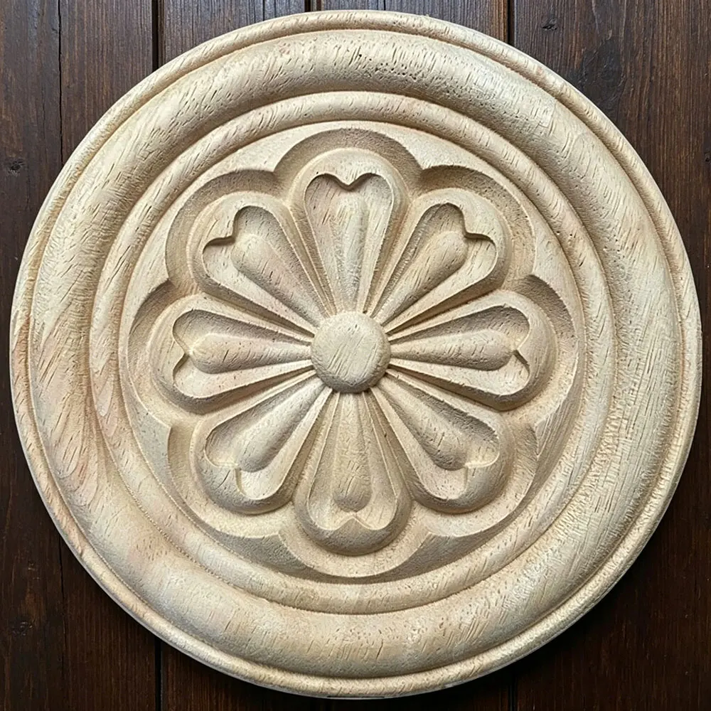 

20cm Unique European Unpainted Wood Carved Frame Onlay Applique Corner Decoration of Furniture Doors Accessories Wood Veneer
