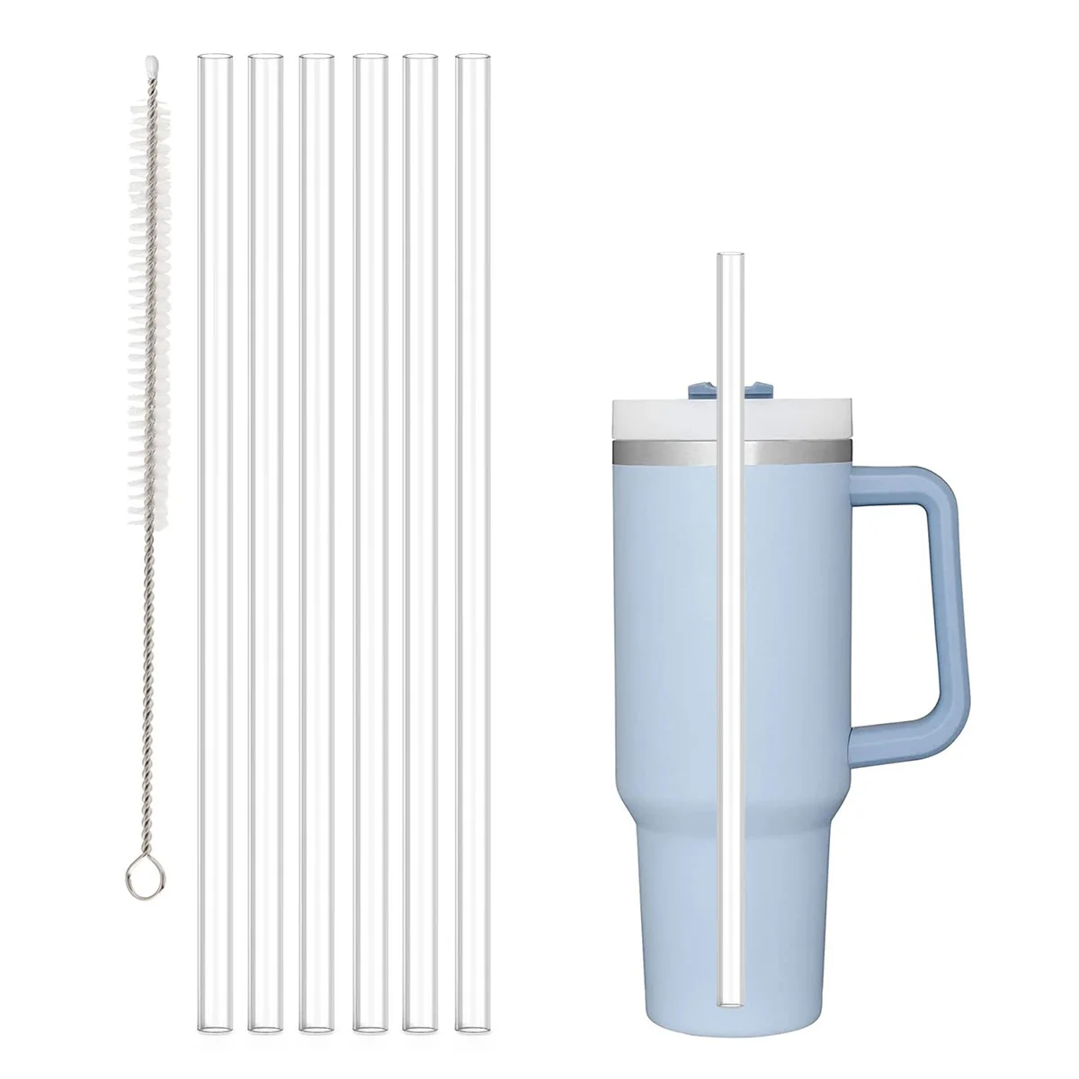 Lebensmittelechte PE-Ersatzstrohhalme für Stanley Tumbler 30oz 40oz, Transparente Wasserflaschen-Strohhalme, Becherzubehör – Detail 1
