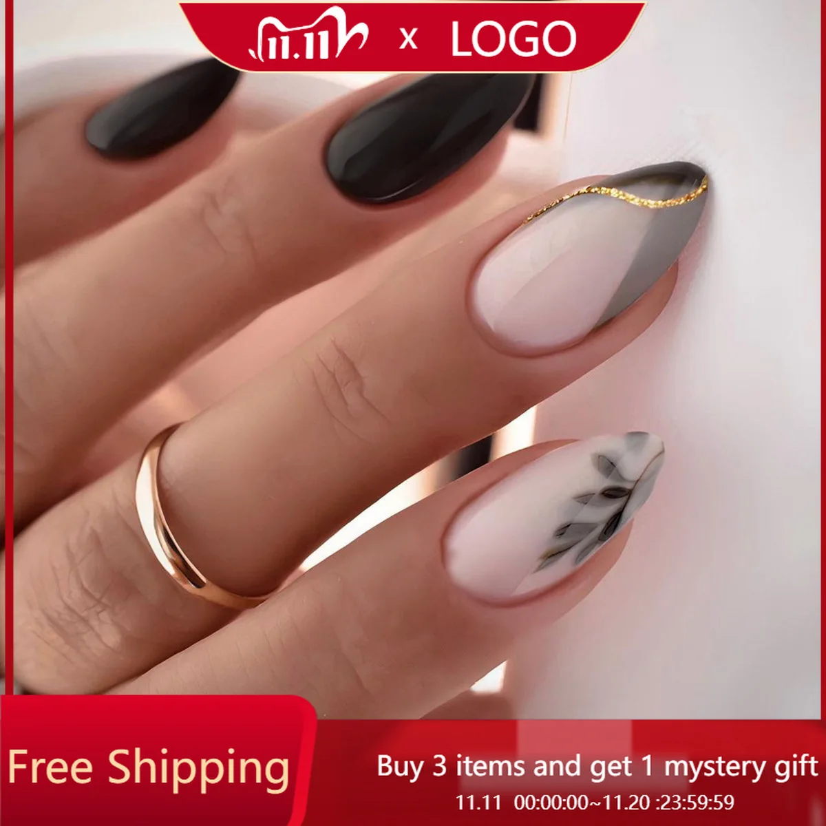 

24 шт./1 коробка, простые накладные ногти черного и белого цвета, лоскутные подушечки для ногтей, подходящие как подарки для друзей и семьи