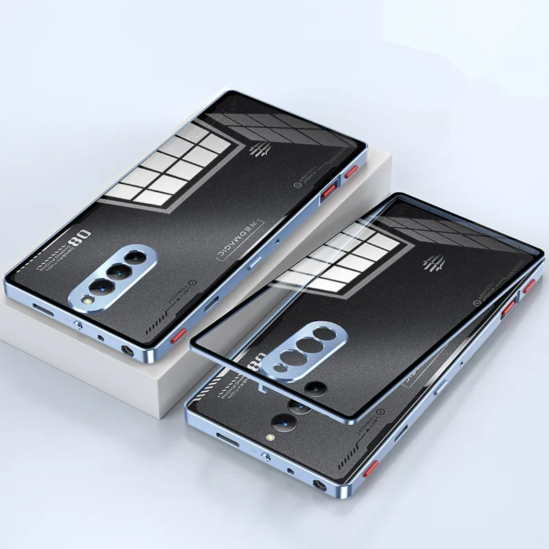 Metal Bumper Glass Back Cover Magnetic Phone Case For Nubia Red Magic 8s Pro case Aluminium magnet covers For red magic 8s pro+