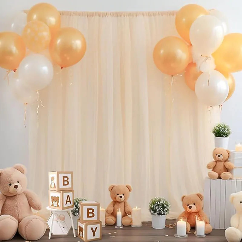 1 panel Chiffon Backdrop Curtains, Wrinkle-Free Sheer Chiffon Fabric Curtain Drapes Wedding Ceremony Arch Party Stage Decor