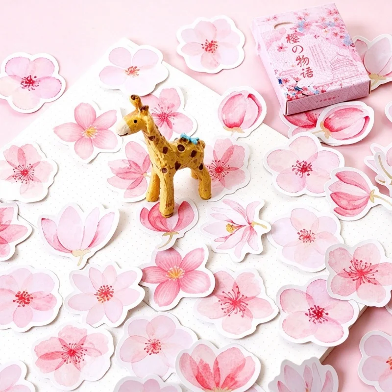45Pcs Cherry Blossom Stickers Scrapbooks Decorative Gifts DIY Crafts Art Albums Garbage Magazines Decorative Collages