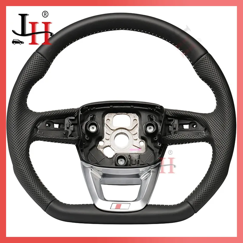 عجلة قيادة جلدية مثقبة لأودي ، عجلة قيادة متعددة الوظائف ، Q5 ، FY ، Q7 ، 4M ، Q8 ، S ، r ، S ، S الشعار