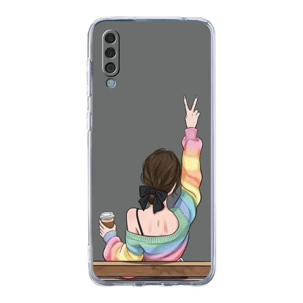 حافظة لهاتف سامسونج A26 A36 A56 A54 A52 A50 A70 A40 A12 A14 A16 A22 A24 A42 A34 A32 5G A04s A06 5G غطاء فتاة بوس أنثى القهوة