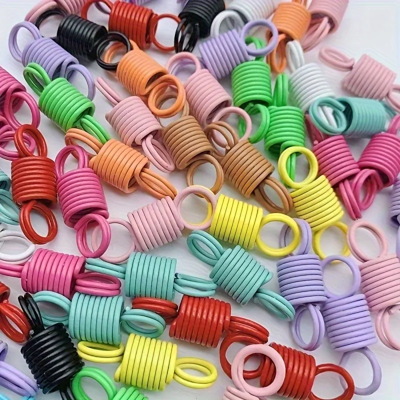 30pcs Colorful Spring Loaded Connectors Extension Compression Spring Clips, Painted Spiral Spring Craft Additions, Random Colors