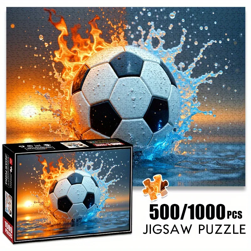 

500/1000 шт., бумажный пазл, динамический футбол, всплеск пламени, вода, игра для взрослых, большая игрушка-головоломка, подарок, семейная интерактивная игра P