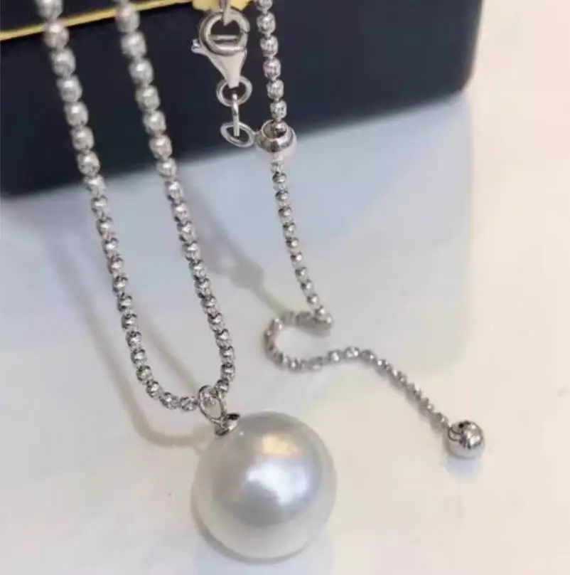 AAAA Pearl Pendant 10-11mm Perfect Circle 20inch Necklace S925 Diamond Chain Pendant Sweater Chain 06