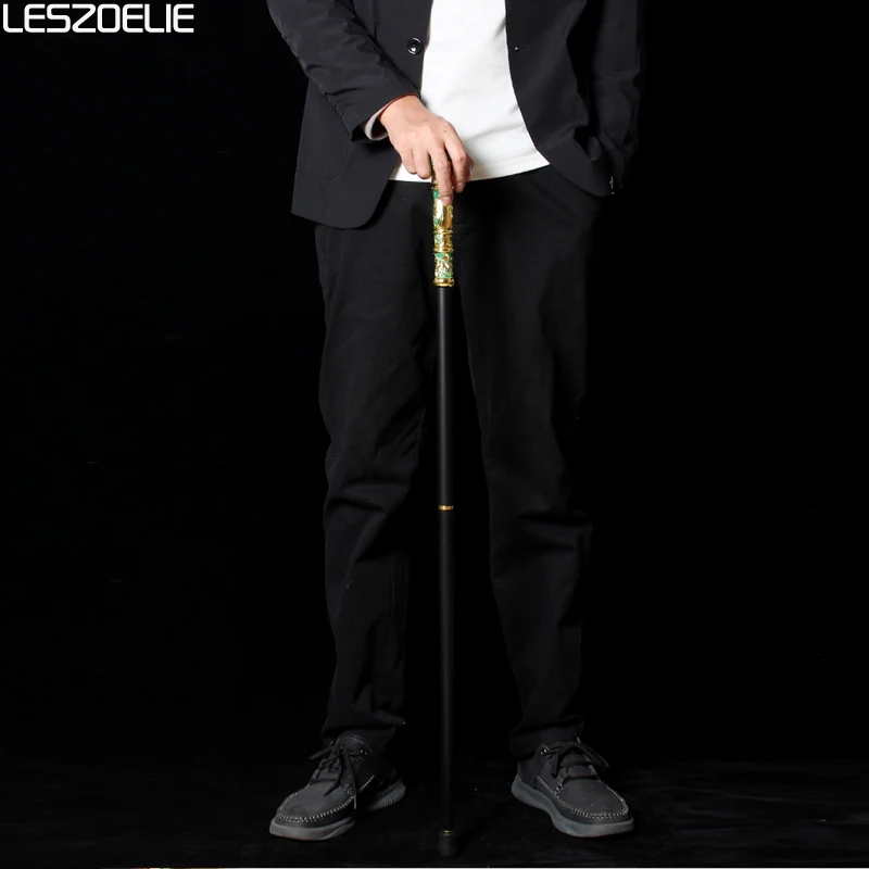 9 سم ذهبي مع عصا مشي فاخرة خضراء قابلة للفصل، إكسسوار أنيق للاستخدام في الحفلات للرجال والنساء