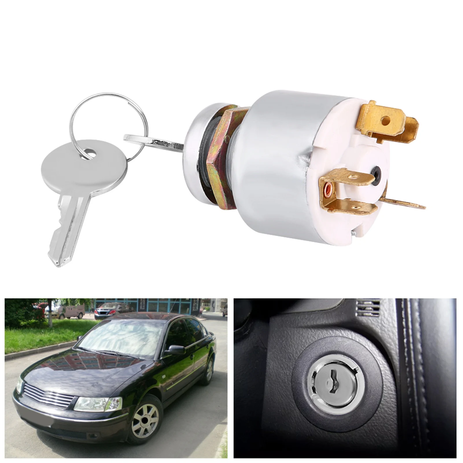 12V Ignition Switch 12V Universal Car Auto 3 Position ON OFF Start Ignition Switch Controls W/ 2 Keys SPB501 Ignition Controls