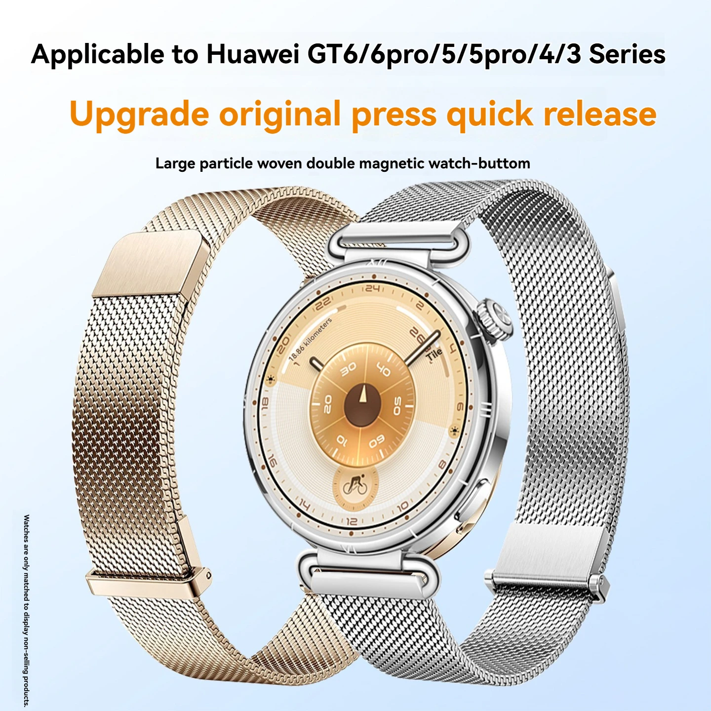 

Светло-золотой ремешок Milanes 18 мм 22 мм для часов Huawei Watch GT6 GT5Pro 42 мм, ремешок для часов Huawei Watch 5/4/3, стильный браслет с кнопками